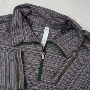 Lululemon Athletica XL Striped Purple Gray 1/4 Zip Pullover Top Running Stretch